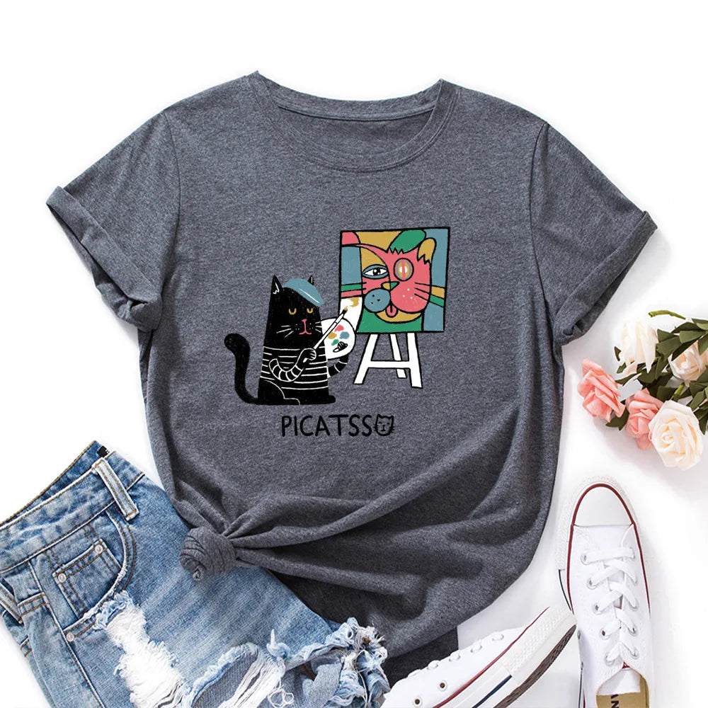 Oversized Women Short Sleeve T-shirt Fashion Graphic T Shirt 100% Cotton Women Top Summer Women's Tshirt Harajuku Woman Clothes