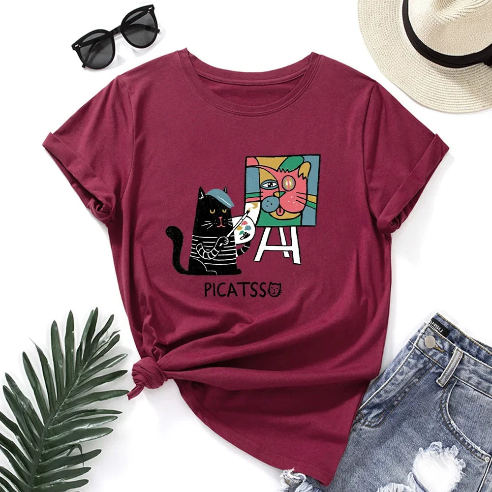 Oversized Women Short Sleeve T-shirt Fashion Graphic T Shirt 100% Cotton Women Top Summer Women's Tshirt Harajuku Woman Clothes