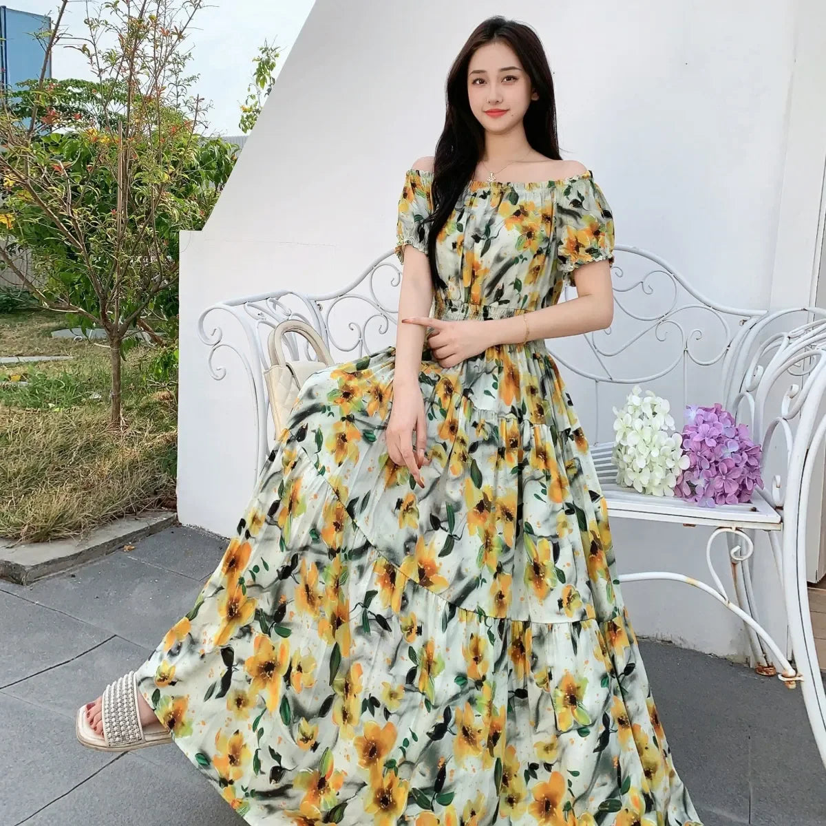 Cotton Silk Print Dress floral dress