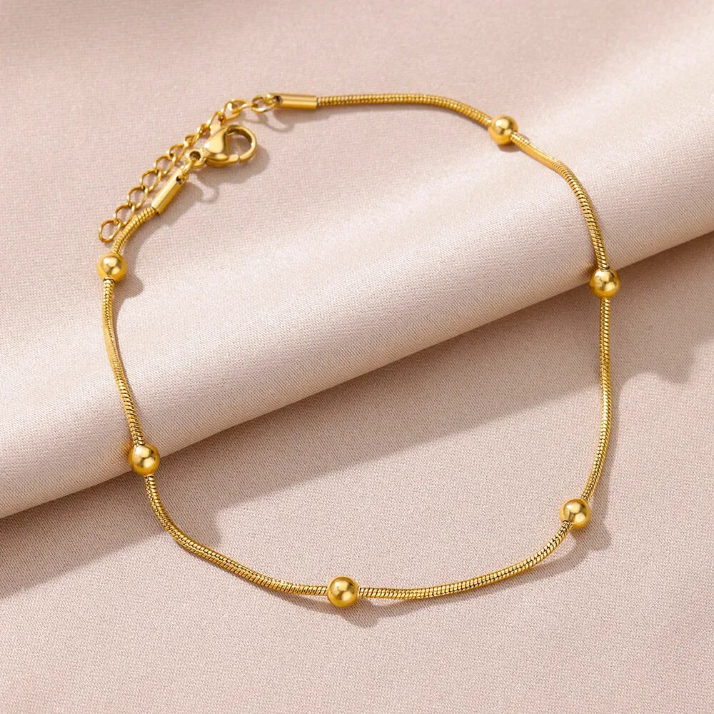 Women's Gold Pearl Anklet – Stainless Steel Summer Beach Ankle Bracelet