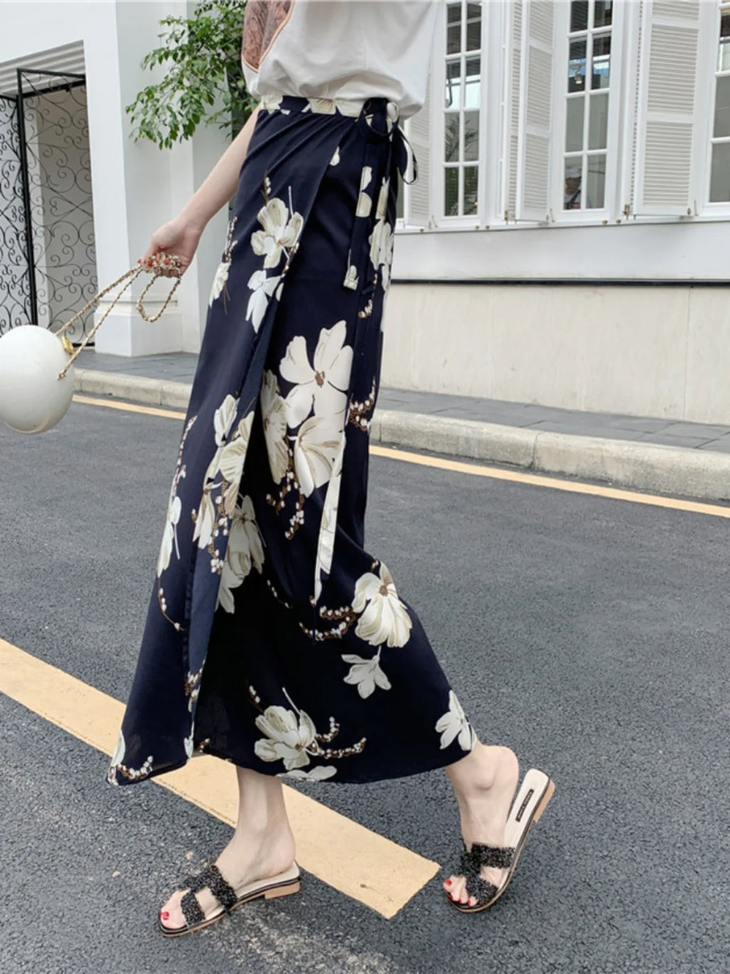 Floral Print Maxi Skirt | Bohemian High Waist Wrap Skirt for Women