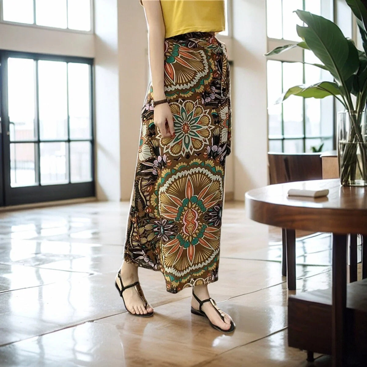 Floral Print Maxi Skirt | Bohemian High Waist Wrap Skirt for Women