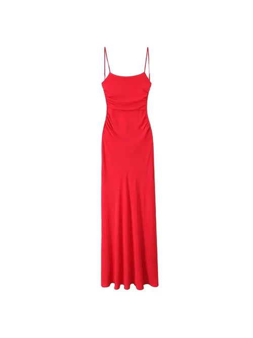 Draped Midi Dress – Straight Neck Women's