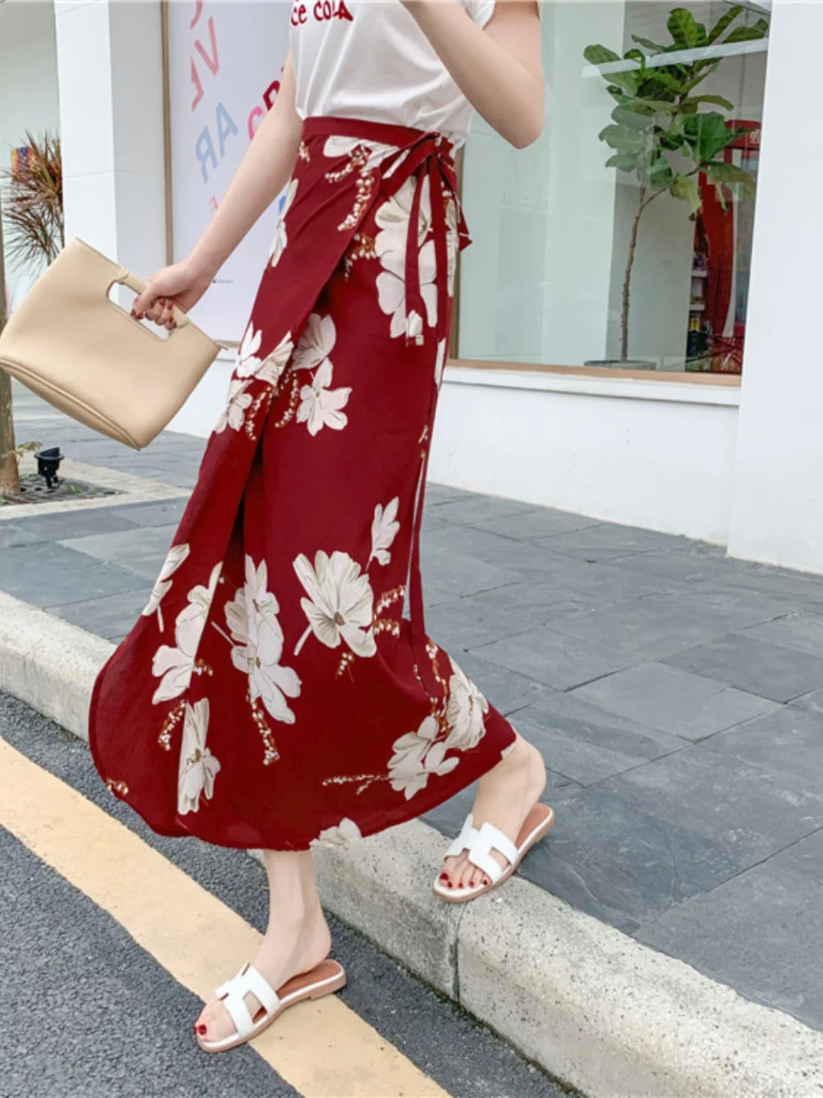Floral Print Maxi Skirt | Bohemian High Waist Wrap Skirt for Women