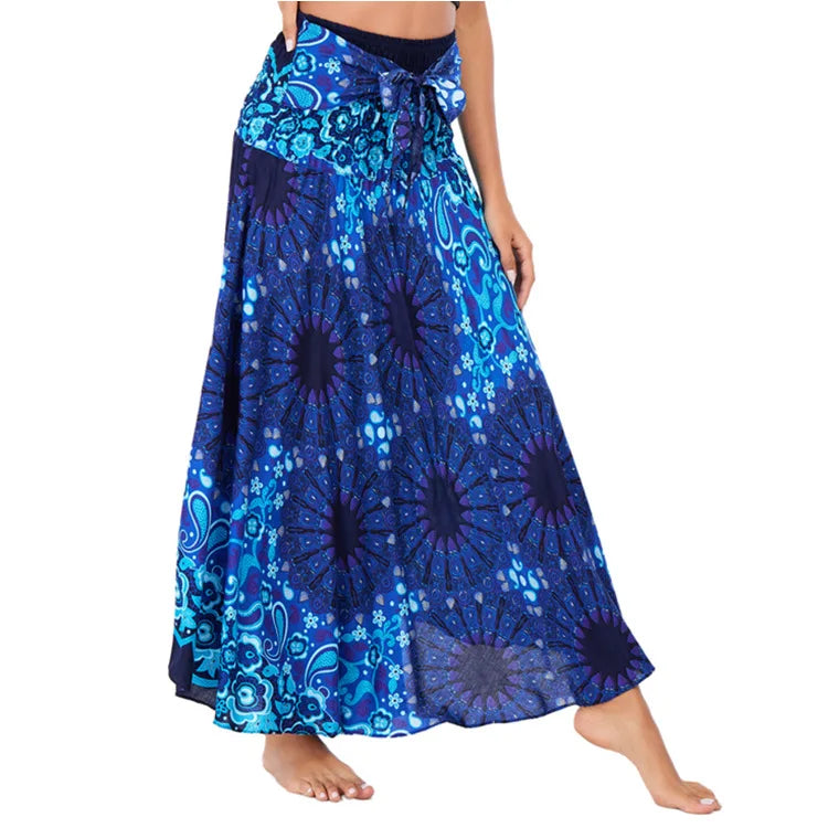 Boho Floral Maxi Skirt | Chiffon Gypsy Beach Skirt for Women