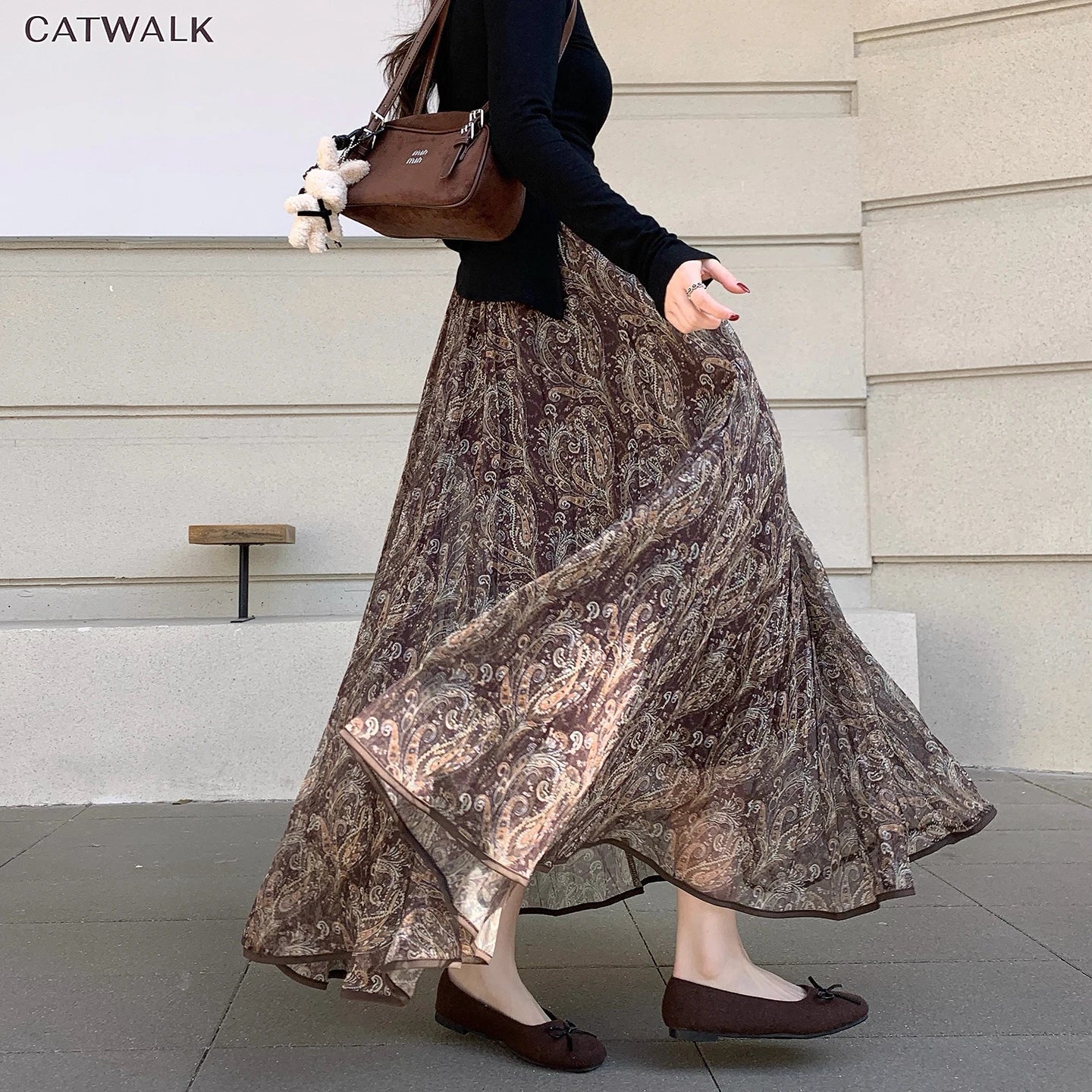 Floral Sheer Mesh Maxi Skirt | Boho A-Line Draped Skirt for Women