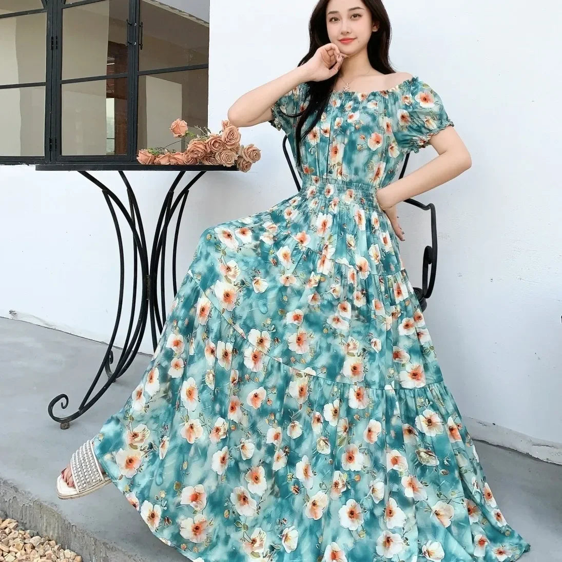 Cotton Silk Print Dress floral dress