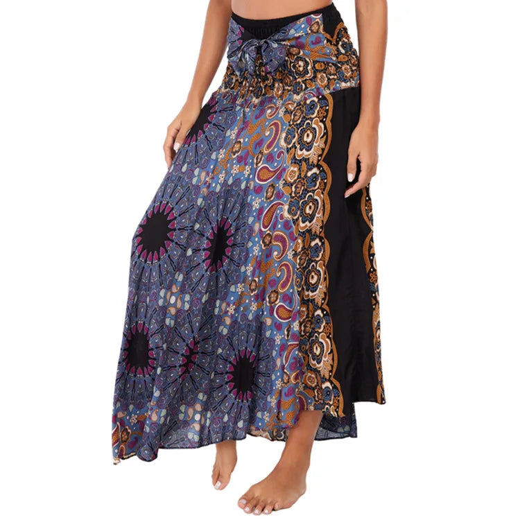 Boho Floral Maxi Skirt | Chiffon Gypsy Beach Skirt for Women