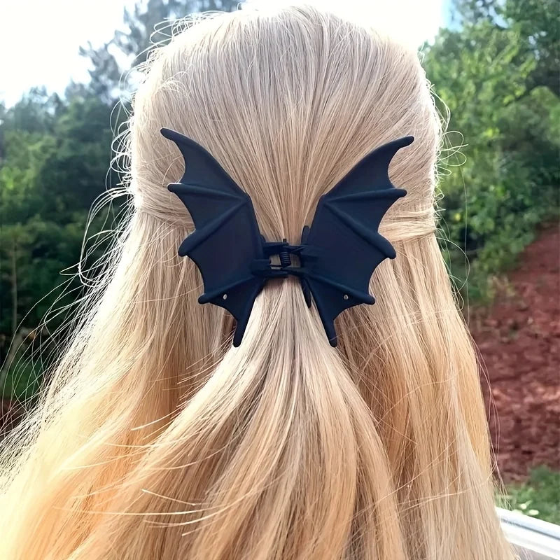 Gothic Bat Hair Clip – Matte Black Halloween Hair Accessory for Women