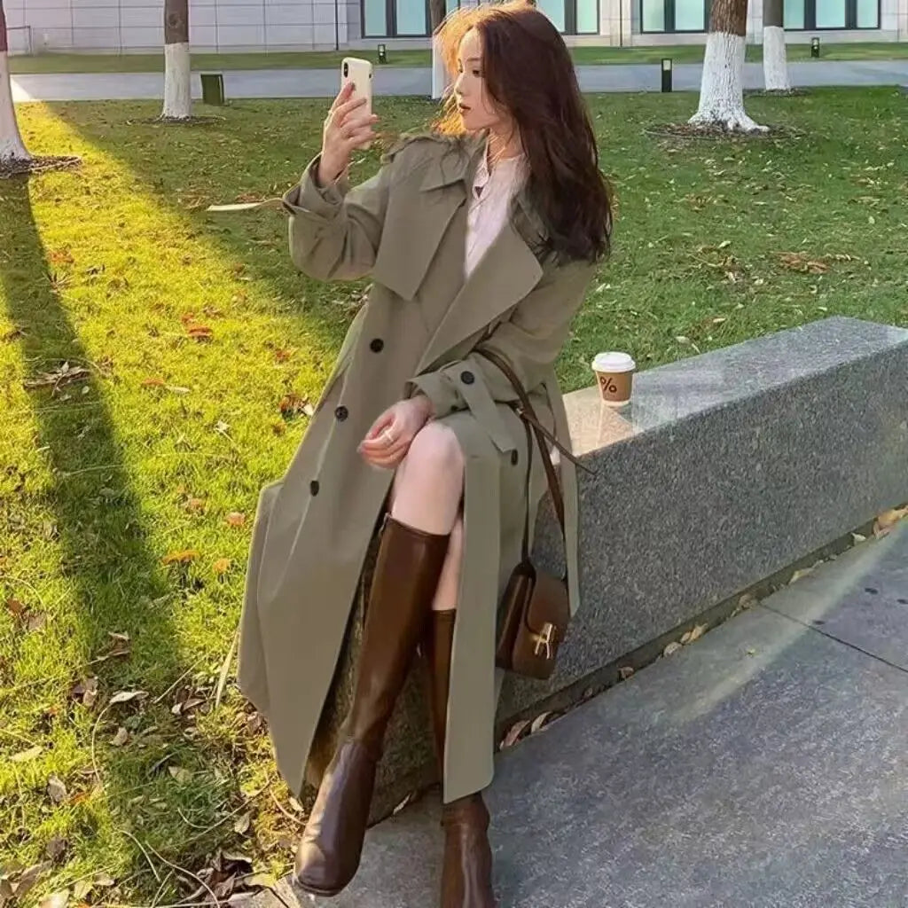 Lace Trench Coat – Double-Breasted Women's