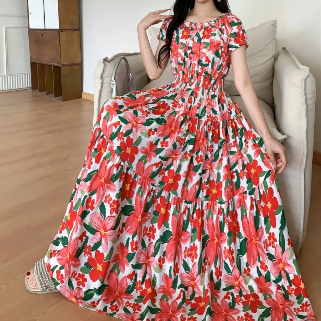Cotton Silk Print Dress floral dress