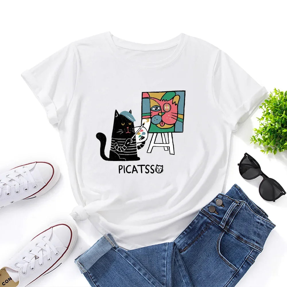 Oversized Women Short Sleeve T-shirt Fashion Graphic T Shirt 100% Cotton Women Top Summer Women's Tshirt Harajuku Woman Clothes