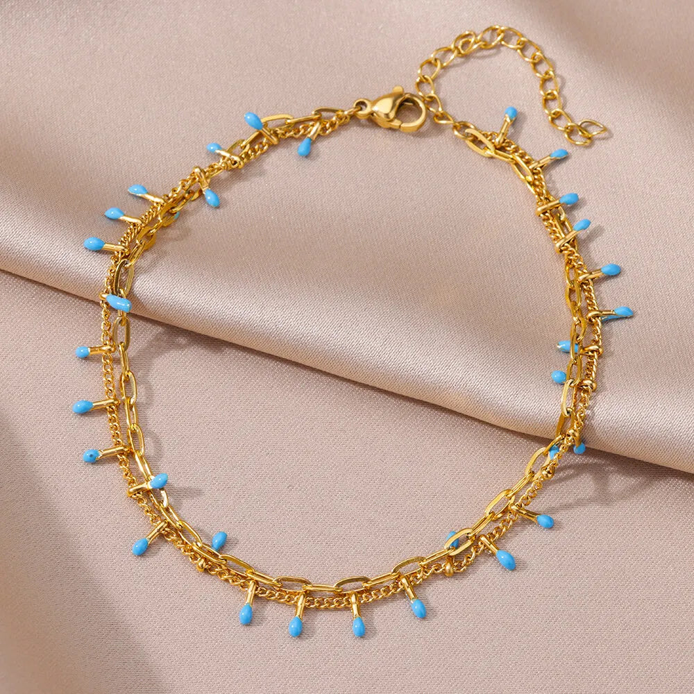 Women's Gold Pearl Anklet – Stainless Steel Summer Beach Ankle Bracelet