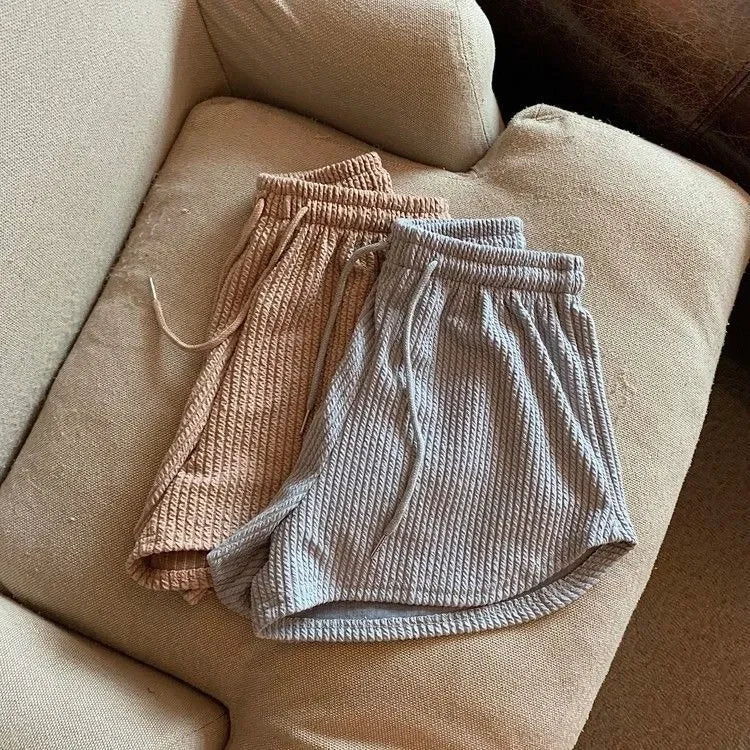 Women's Ribbed Drawstring Lounge Shorts