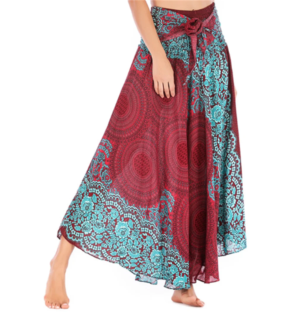 Boho Floral Maxi Skirt | Chiffon Gypsy Beach Skirt for Women