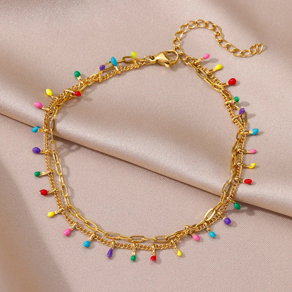 Women's Gold Pearl Anklet – Stainless Steel Summer Beach Ankle Bracelet