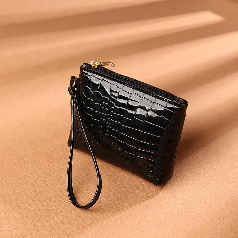 Women Small Square Zipper Coin Bags Purse PU Leather Money Pouch Short Wallet ID Bank Bus Credit Cards Protecting Bags Clutch