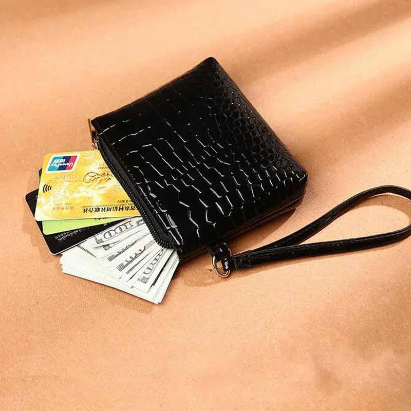 Women Small Square Zipper Coin Bags Purse PU Leather Money Pouch Short Wallet ID Bank Bus Credit Cards Protecting Bags Clutch