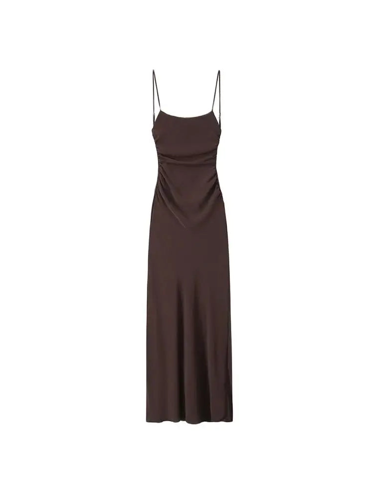 Draped Midi Dress – Straight Neck Women's