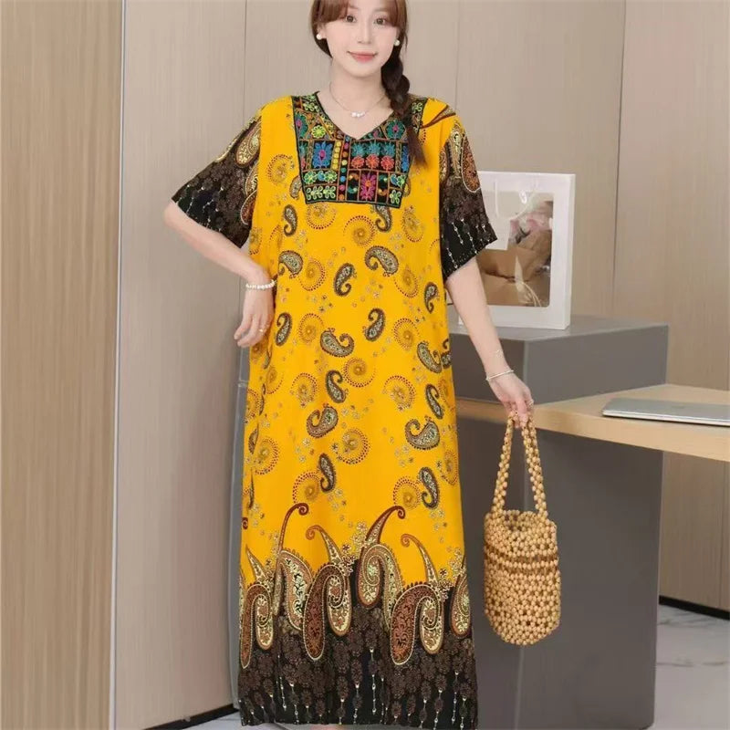 Cotton Home Nightgowns For Women Summer Vintage Style Pajamas Dress New Women's Sleepwear Clothes Loose Sleep Pyjama Nightdress