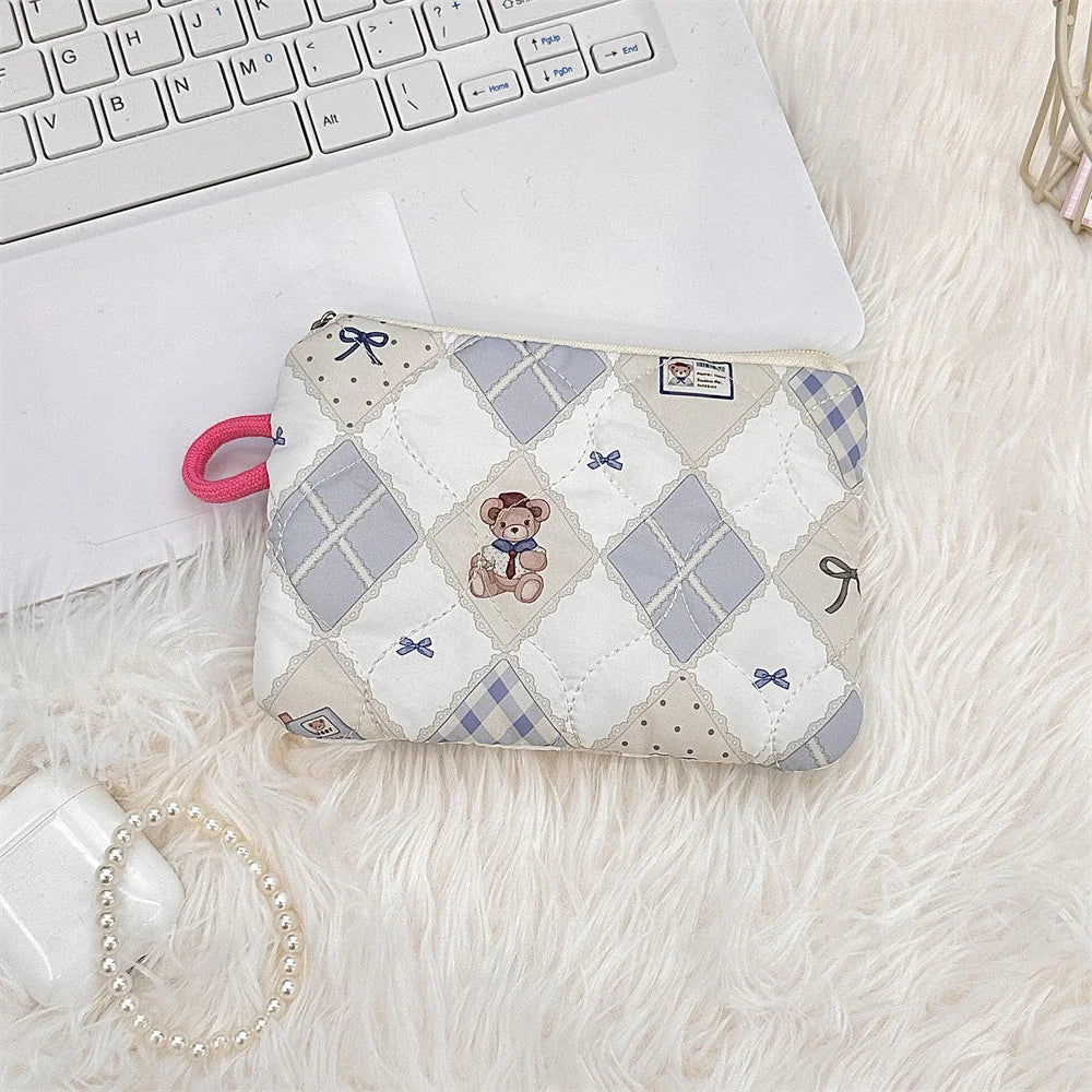 Portable Storage Bag Purse Women Mini Makeup Handbags Cute Cartoon Small Travel Cosmetic Lipstick Earphone Bag Card Wallet Pouch