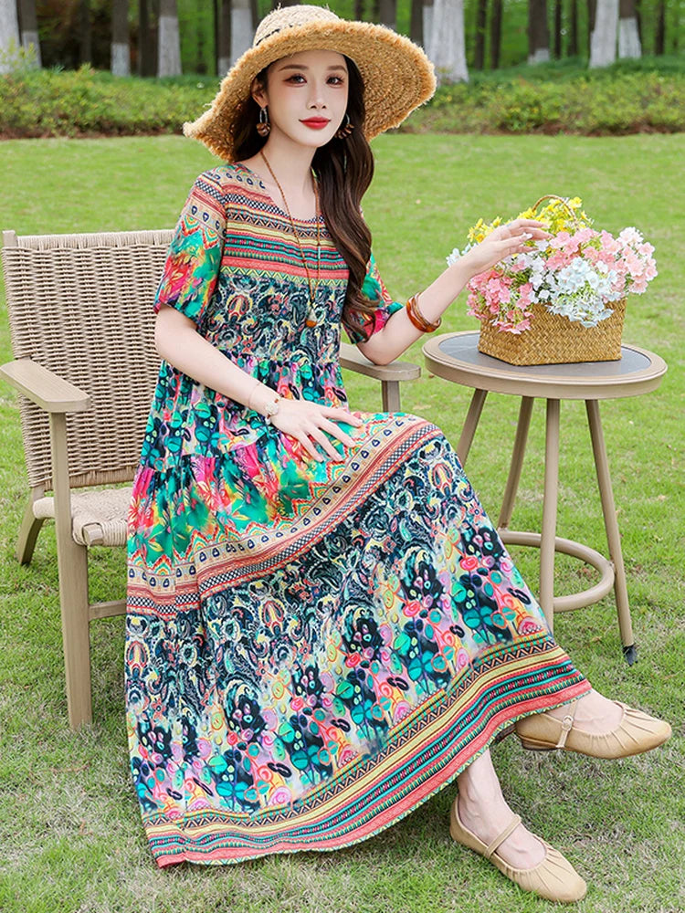 New Summer High-End Cotton Silk Dress Women's