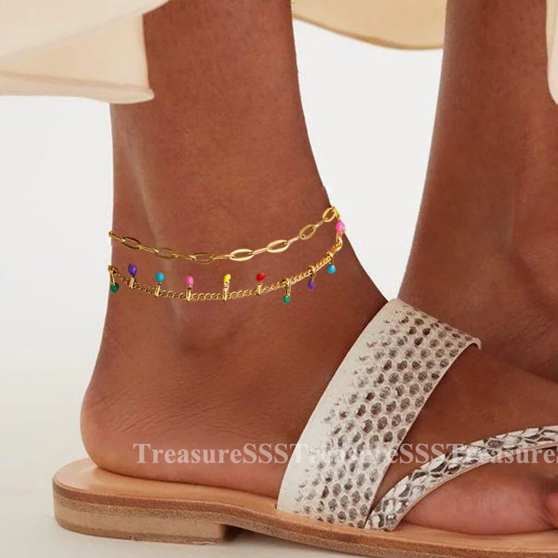 Women's Gold Pearl Anklet – Stainless Steel Summer Beach Ankle Bracelet