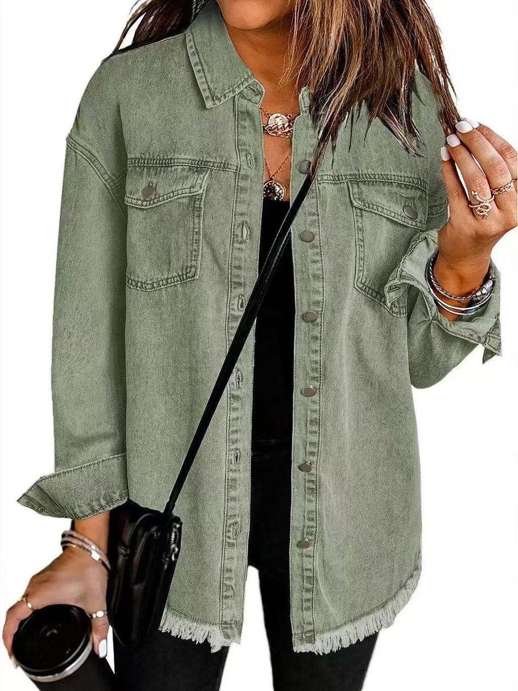 Trendy Washed Denim Jacket – Women's Casual Classic Fit