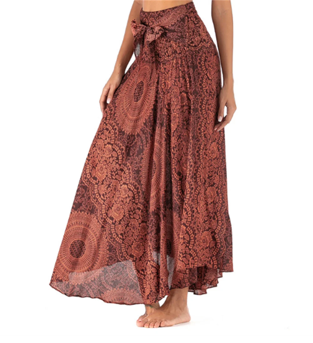 Boho Floral Maxi Skirt | Chiffon Gypsy Beach Skirt for Women