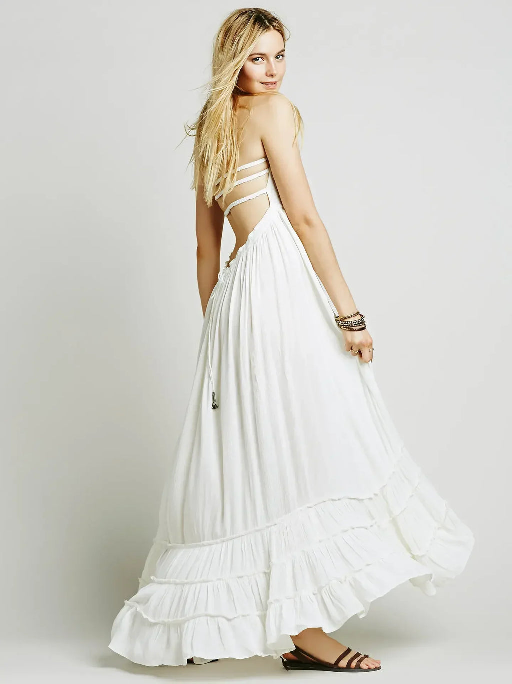 Beach Dress Sexy Dresses Boho Bohemian People Holiday Summer Long Backless Cotton Women Party Hippie Vestidos Mujer Ethnic