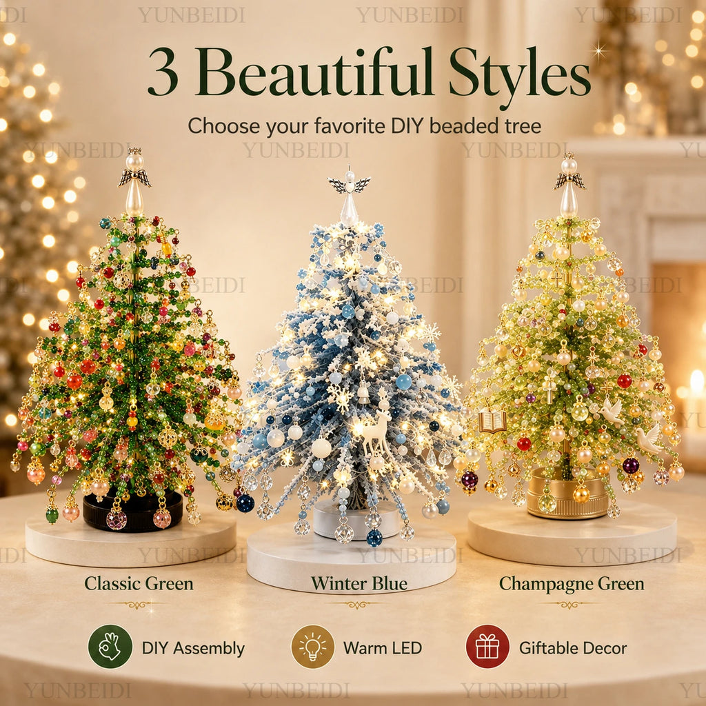 18cm DIY Beaded Christmas Tree Kit with LED Lights