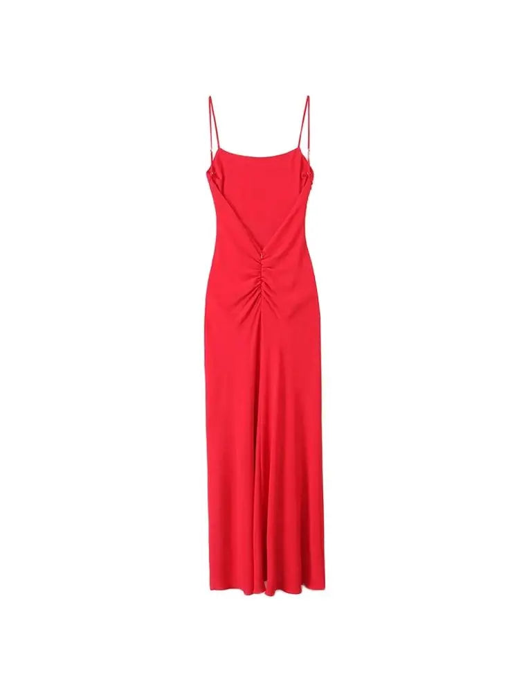 Draped Midi Dress – Straight Neck Women's