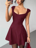 Slim fit A-line mini dress for women – side profile