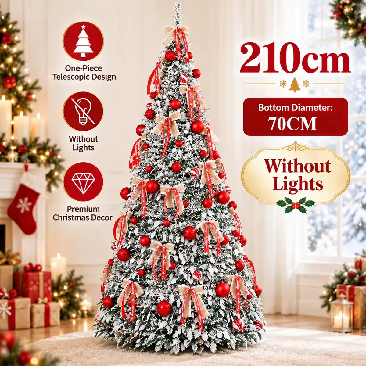 Foldable Christmas Tree – 120–210cm, With or Without Lights