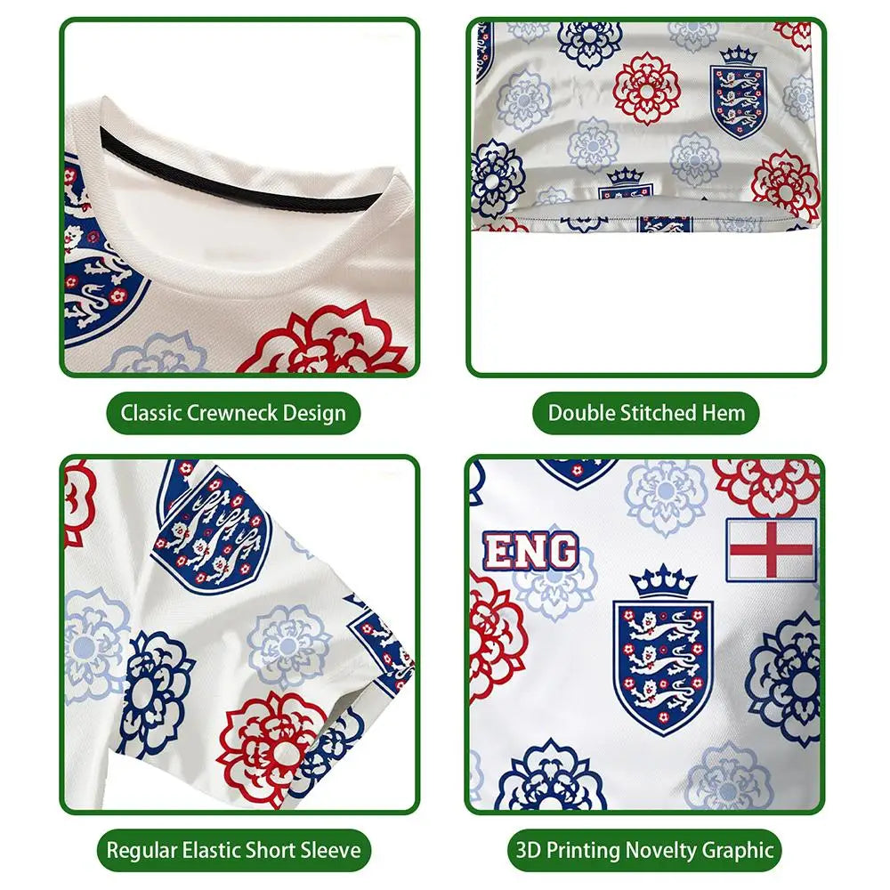 England Flag Football Jersey – Unisex 3D Print Breathable Tee