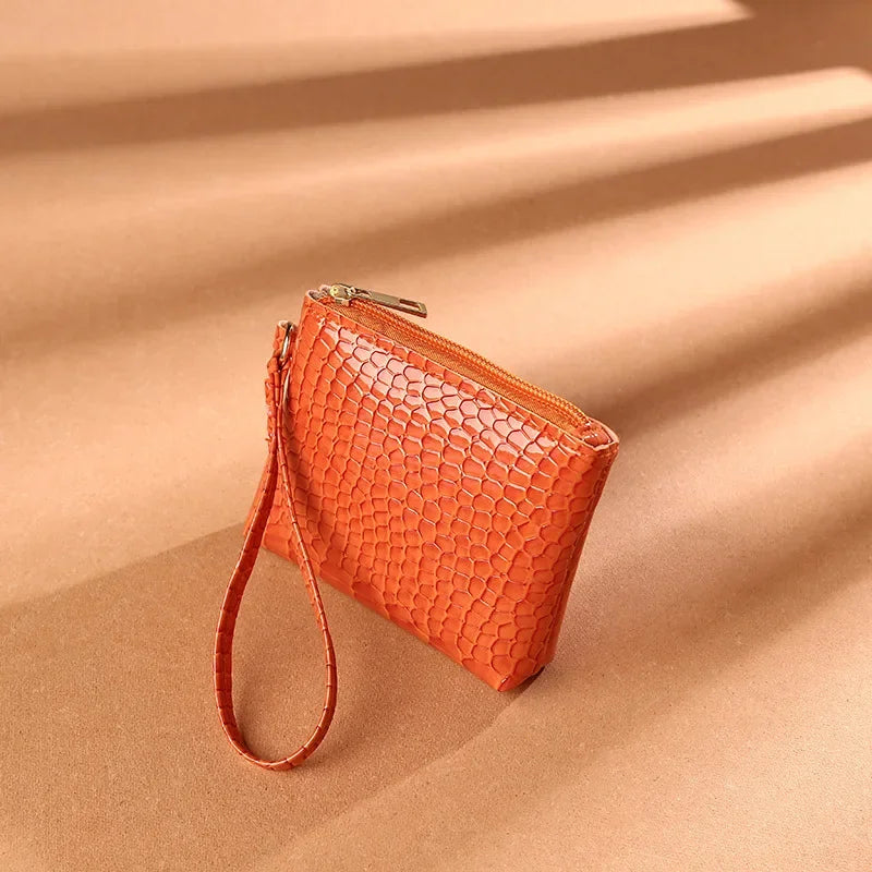 Women Small Square Zipper Coin Bags Purse PU Leather Money Pouch Short Wallet ID Bank Bus Credit Cards Protecting Bags Clutch