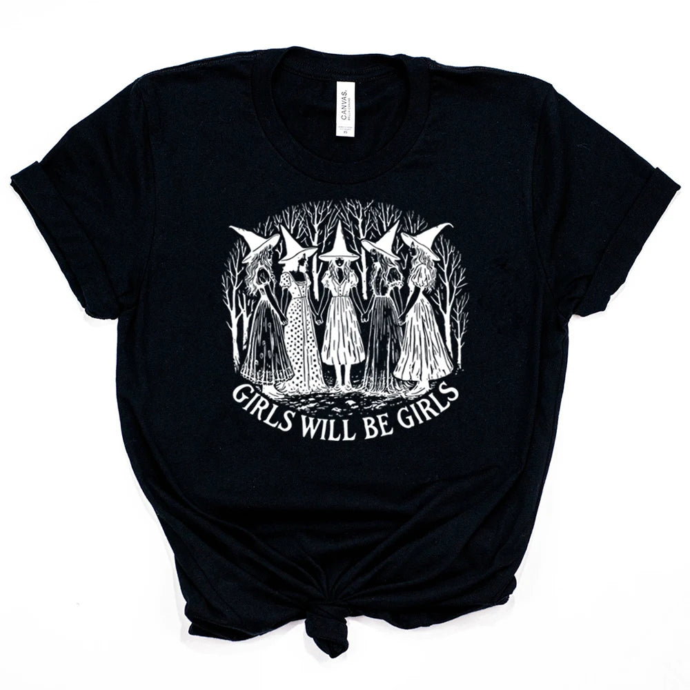 Halloween Witch T-Shirt | Girls Will Be Girls Witchy Vibes Tee