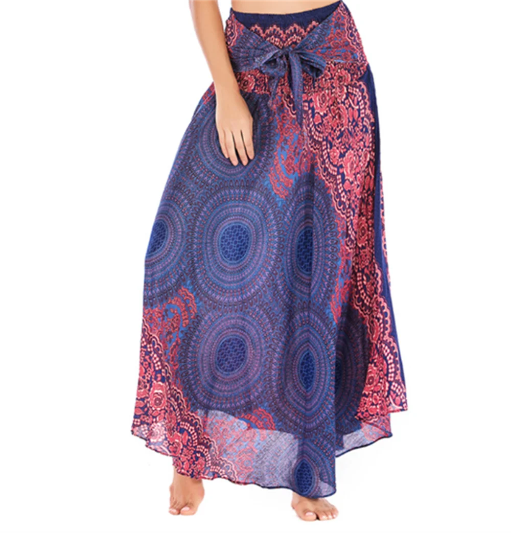 Boho Floral Maxi Skirt | Chiffon Gypsy Beach Skirt for Women