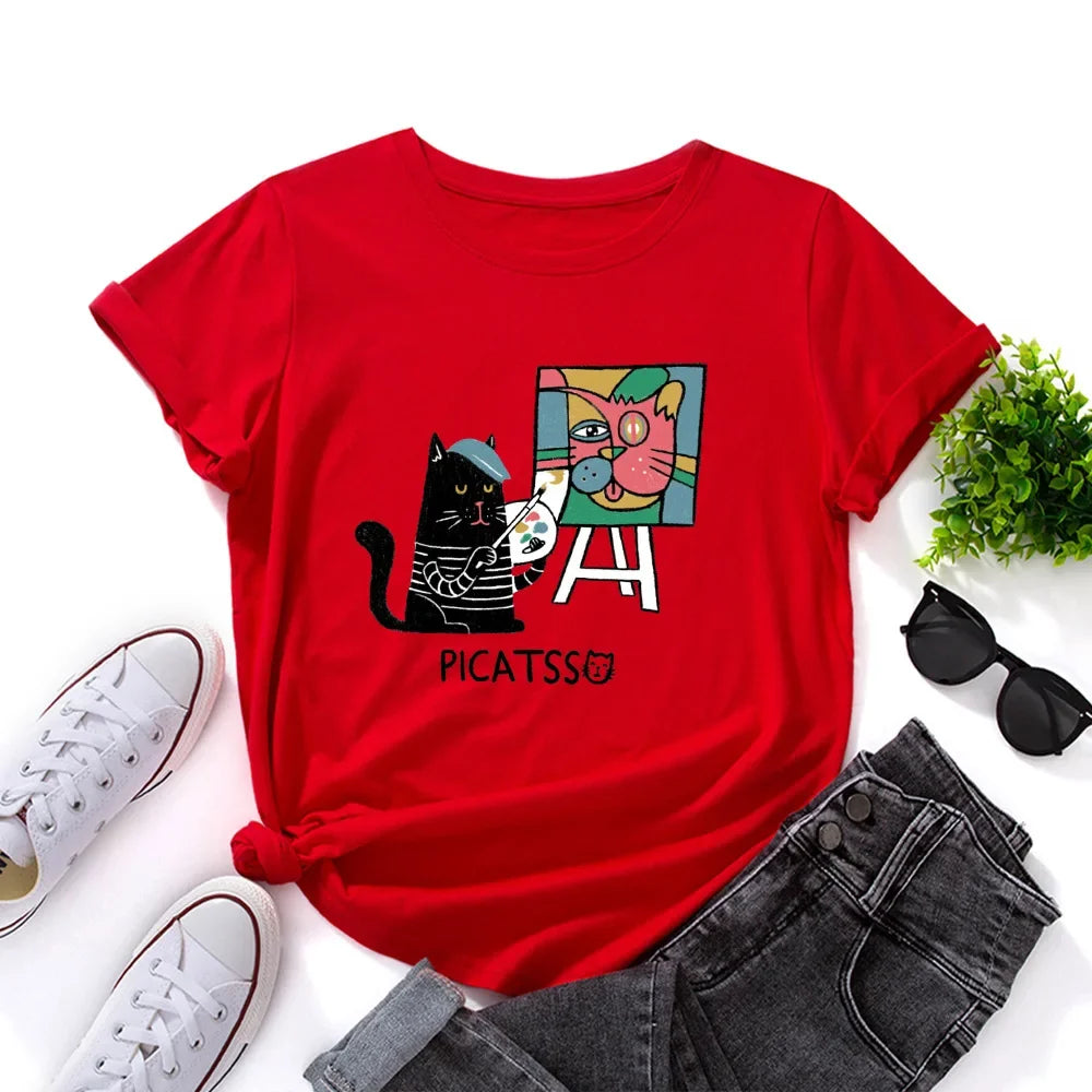Oversized Women Short Sleeve T-shirt Fashion Graphic T Shirt 100% Cotton Women Top Summer Women's Tshirt Harajuku Woman Clothes