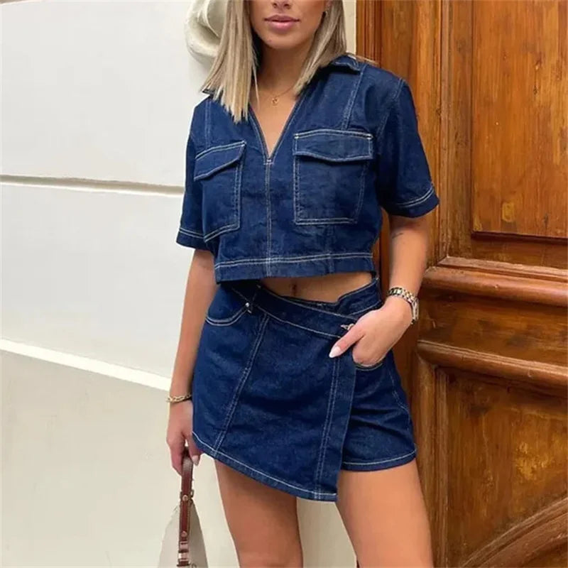 Denim Midi Dress – Slim Fit Casual Party Wear