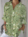 Women's casual floral blouse long sleeve button-down shirt 