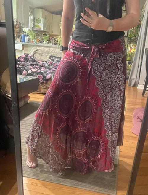 Boho Floral Maxi Skirt | Chiffon Gypsy Beach Skirt for Women