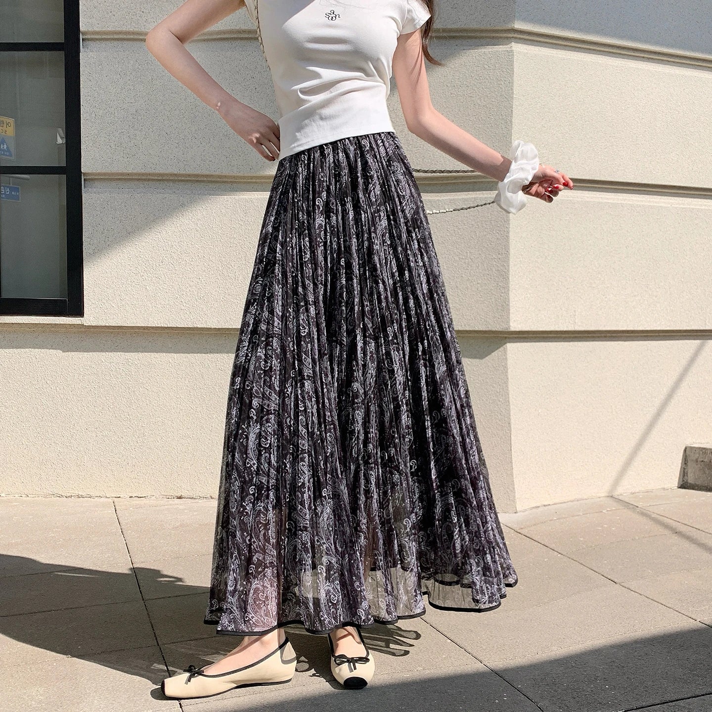 Floral Sheer Mesh Maxi Skirt | Boho A-Line Draped Skirt for Women