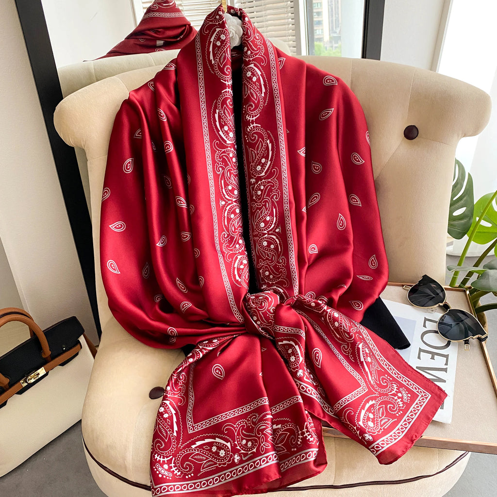 Women's Fashion Silk Scarf & Headwrap – 180×90cm