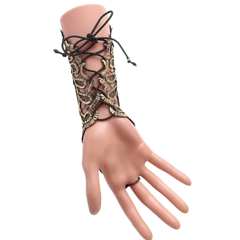 Gothic Steampunk Lace Fingerless Glove – Arm Warmer Halloween Accessory