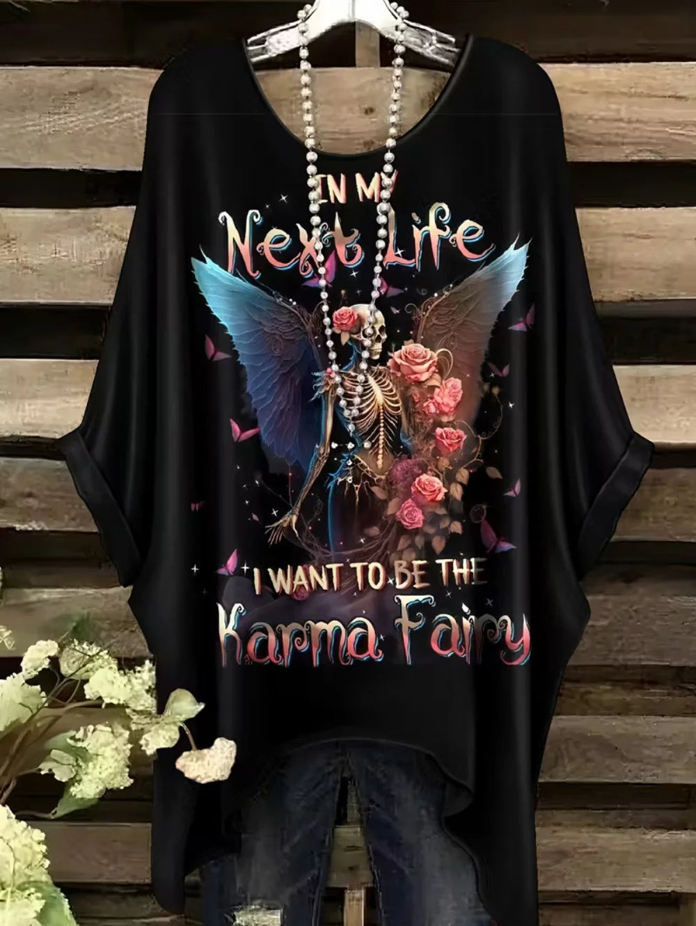 Women's Gothic Skull Print T-Shirt – Bohemian Oversized Y2K Top