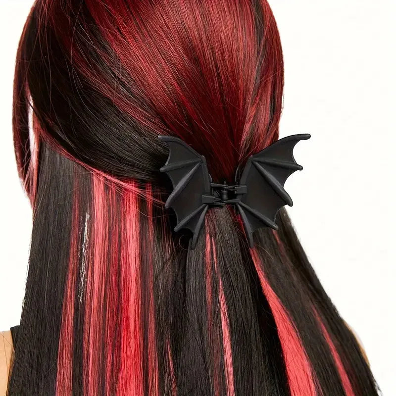 Gothic Bat Hair Clip – Matte Black Halloween Hair Accessory for Women