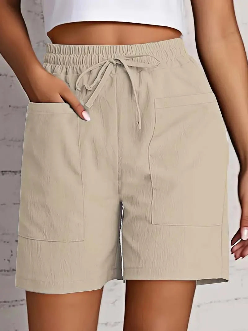 Women's High Waist Casual Shorts – Loose Fit with Pockets