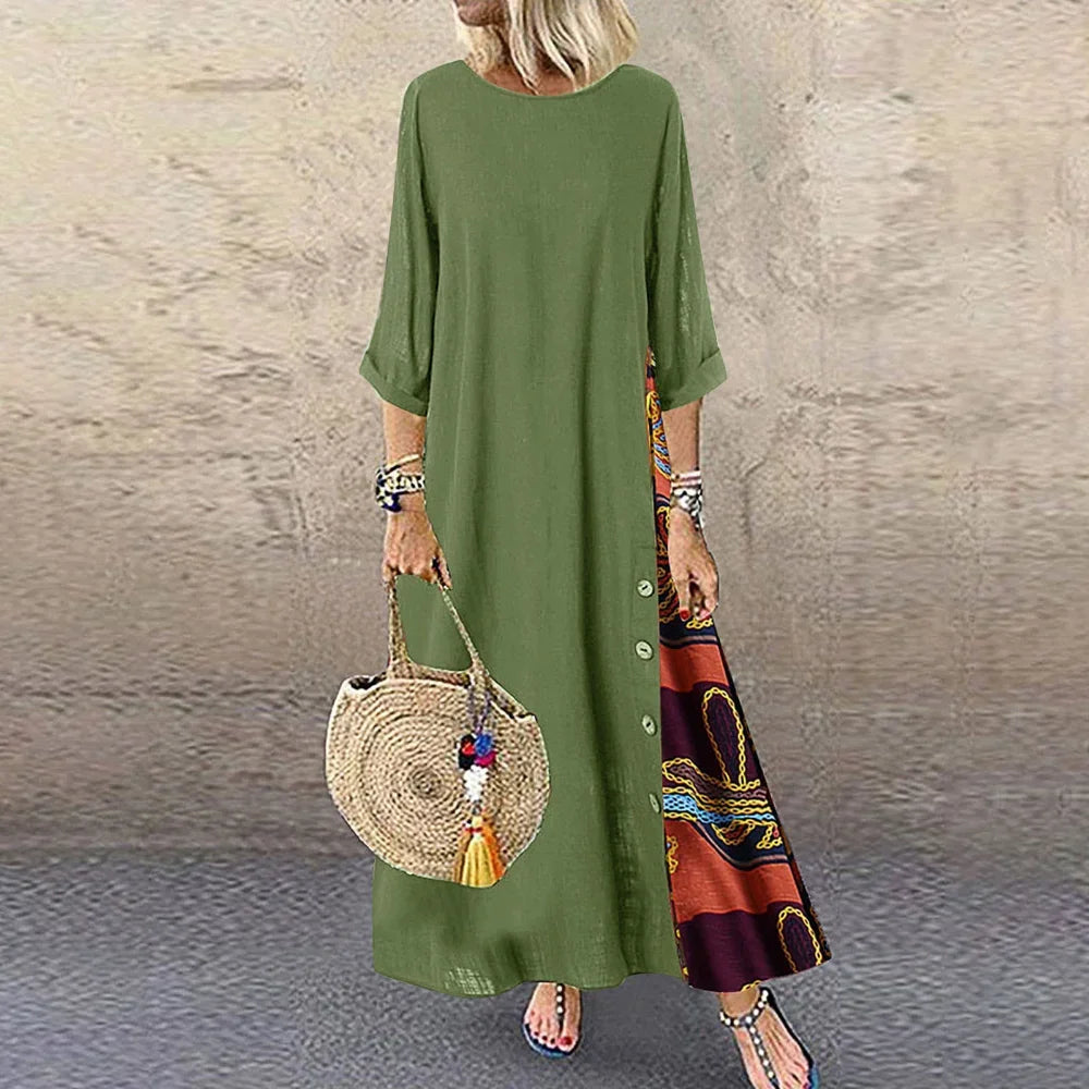 Cotton Linen Summer Dresses Vintage Dress for Women Long Dress Loose Fashion Casual Elegant Women Clothing Clothes Streetwear