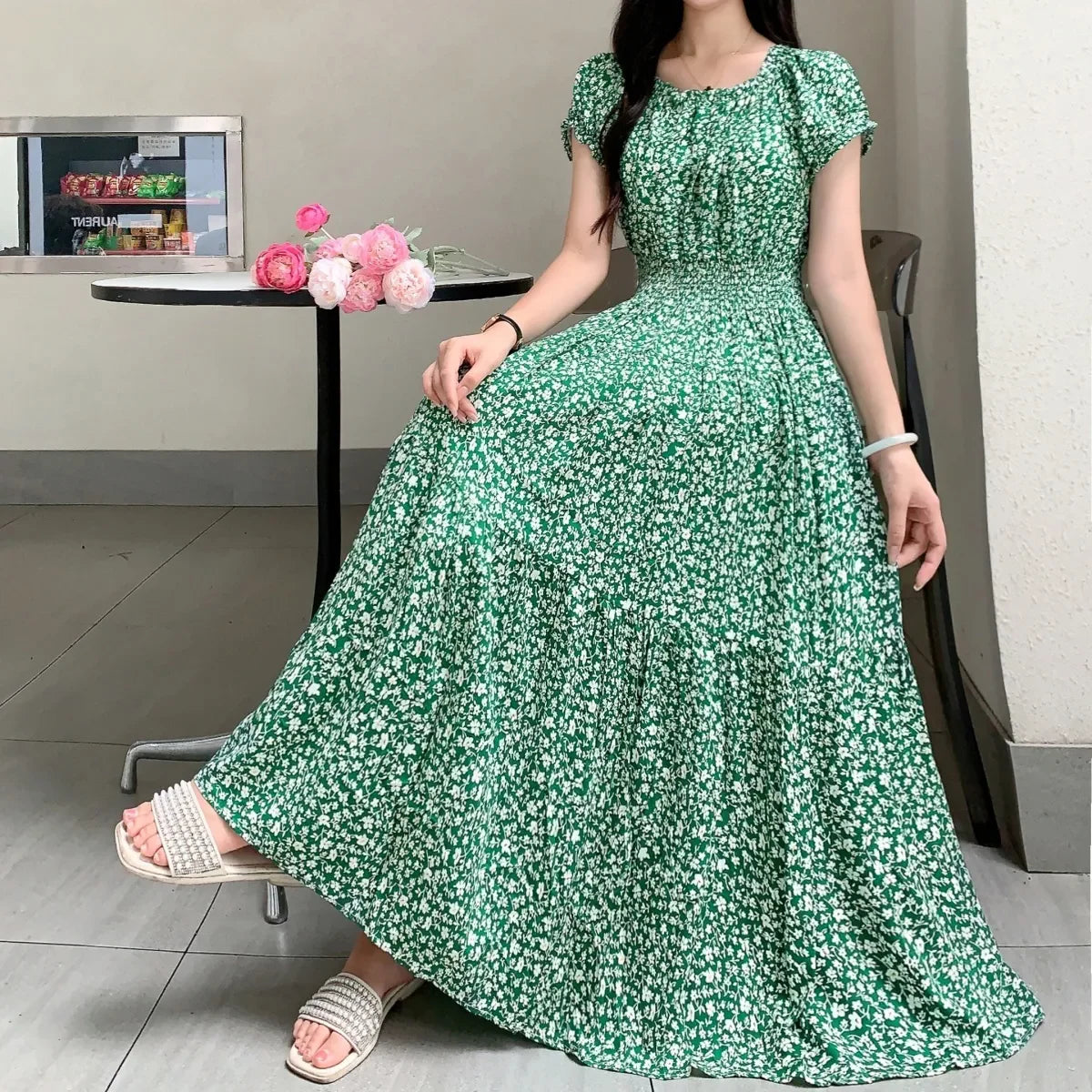 Cotton Silk Print Dress floral dress